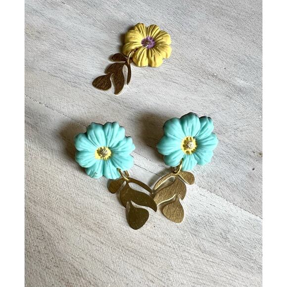 Statement Earrings Handmade Polymer Clay Earrings Handcrafted Artwork Floral - Picture 6 of 7